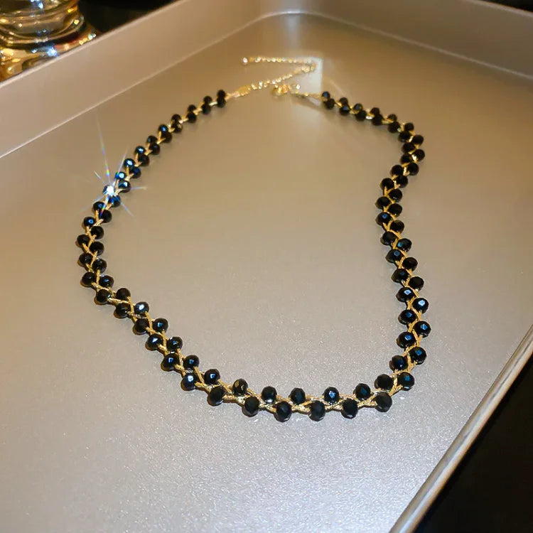 Exquisite women's double crystal & pearl layered necklace. A sophisticated fashion accessory and jewelry gift.