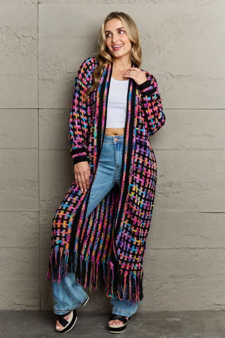 Women's effortless chic Aurora colored cardigan, a stylish layering piece for fall and spring fashion.