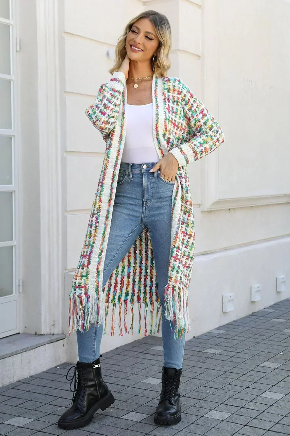 Women's versatile colored cardigan, an open front long sleeve top for effortless fall and spring styling.