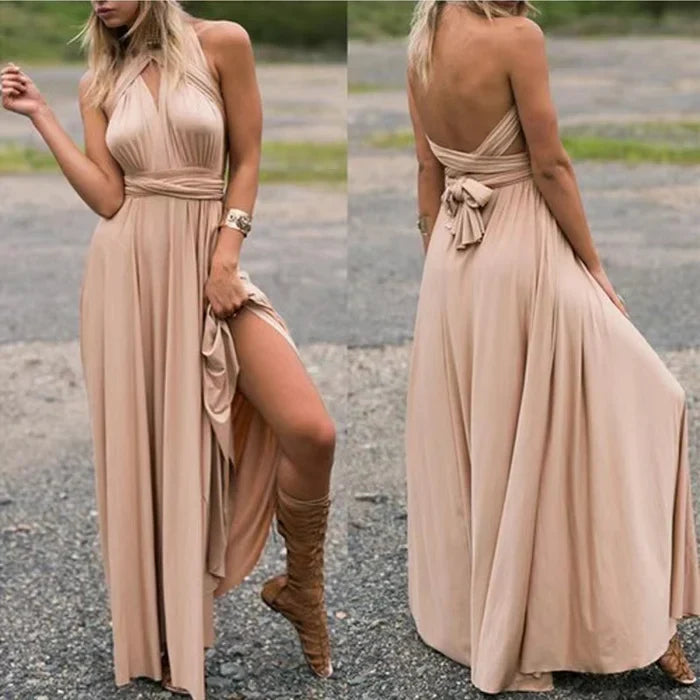 Women's effortless elastic wrap dress, versatile for spring and summer outfits.