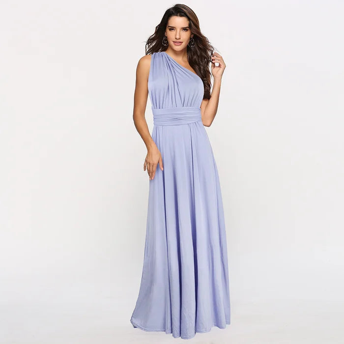 Effortless women's elastic wrap dress, a comfortable and chic attire option for any event.