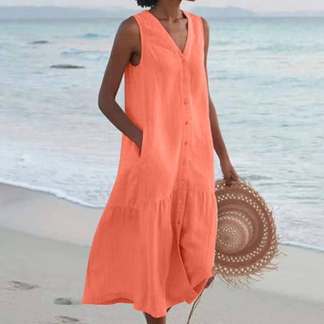 Casual Liora summer midi dress for women, ideal for vacation, beachwear & warm weather.