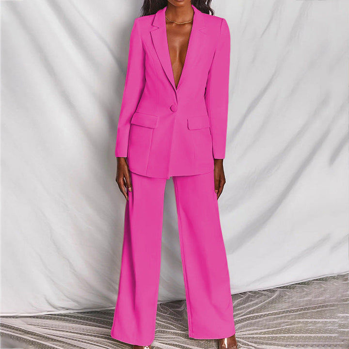 Versatile women's blazer & trouser set. Elegant style for both formal wear and casual outings.