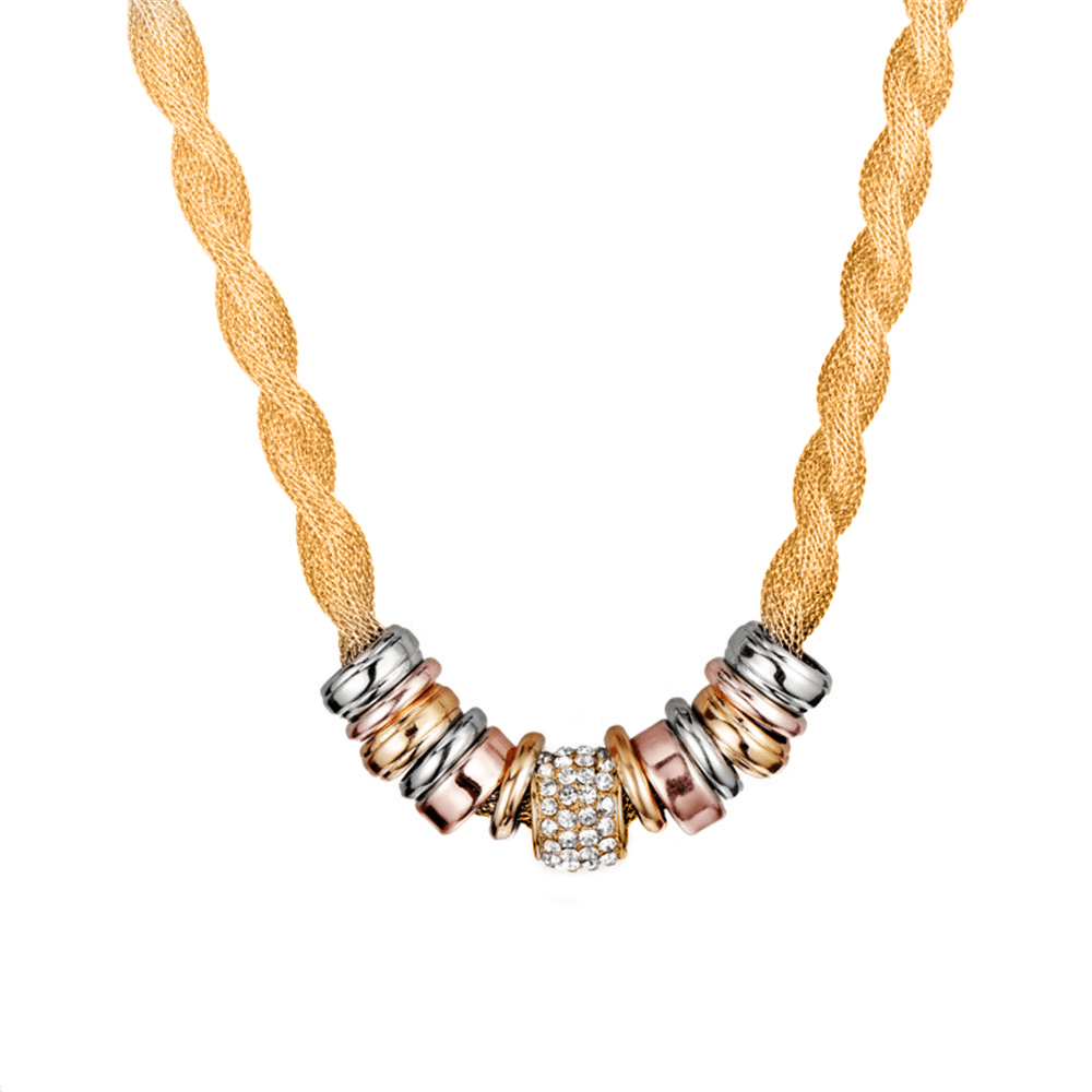 Women's statement braided necklace, a fashionable and elegant jewelry accessory.