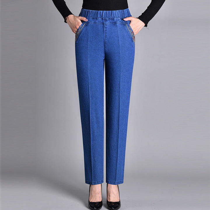 All-season comfort women's push-up Ella jeans with warm lining, straight leg for a perfect fit.