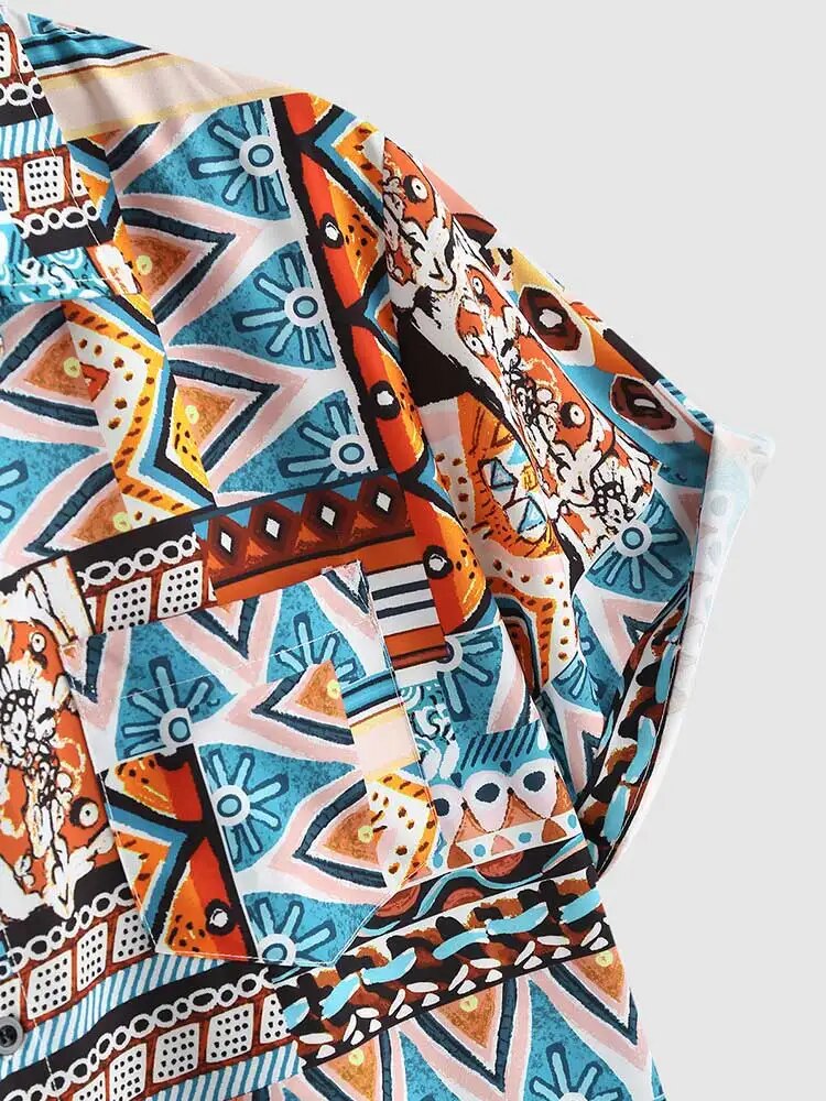 Casual women's ethnic print summer blouse with multicolor design, ideal for holidays & festivals.