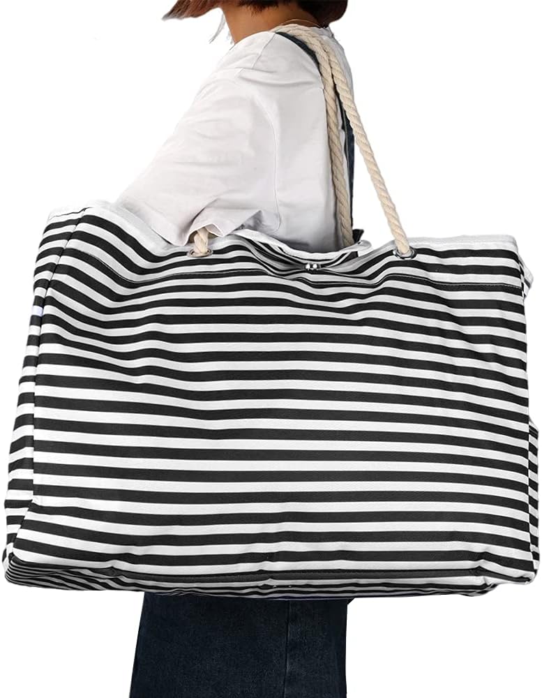 Women's extra large waterproof beach tote with bonus pouch for towels & essentials. Perfect for summer travel.