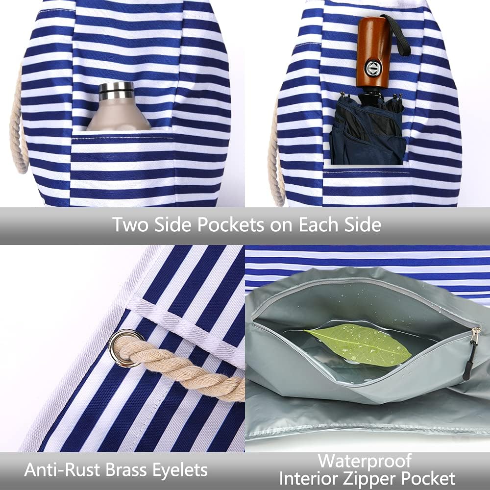 CoastCarry extra large waterproof beach tote, demonstrating its spacious interior, with bonus travel case