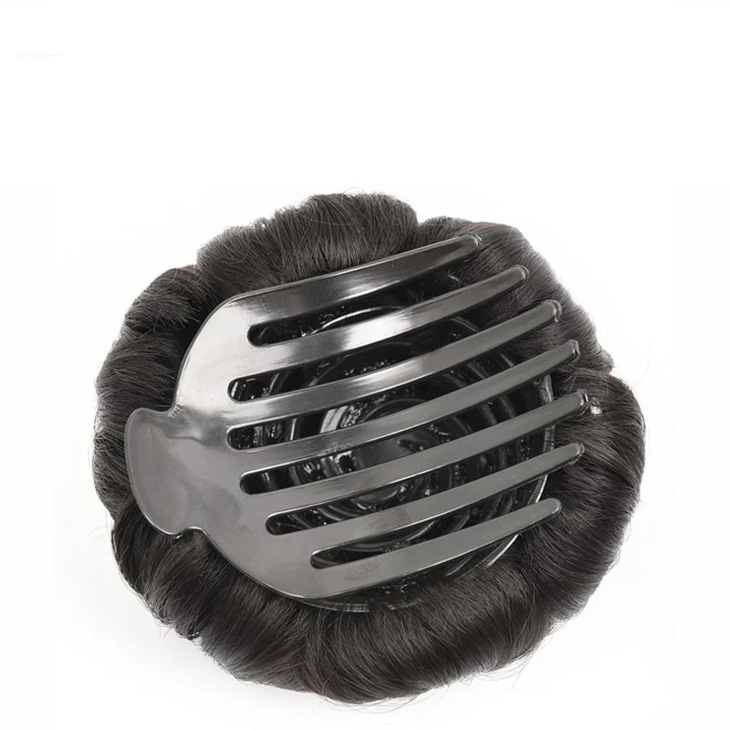 Women's floral hair clip with synthetic extension for elegant updo. Fiora accessory.
