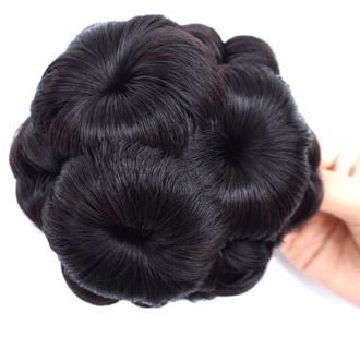 Women's elegant flower hair clip with synthetic chignon extension for quick styling.