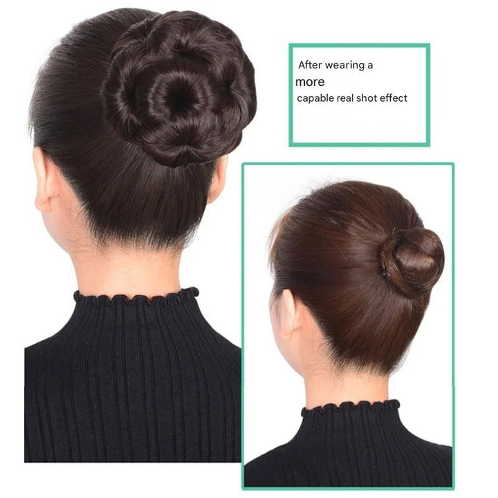 Women's floral hair accessory: Hair clip with synthetic updo extension. Elegant style.