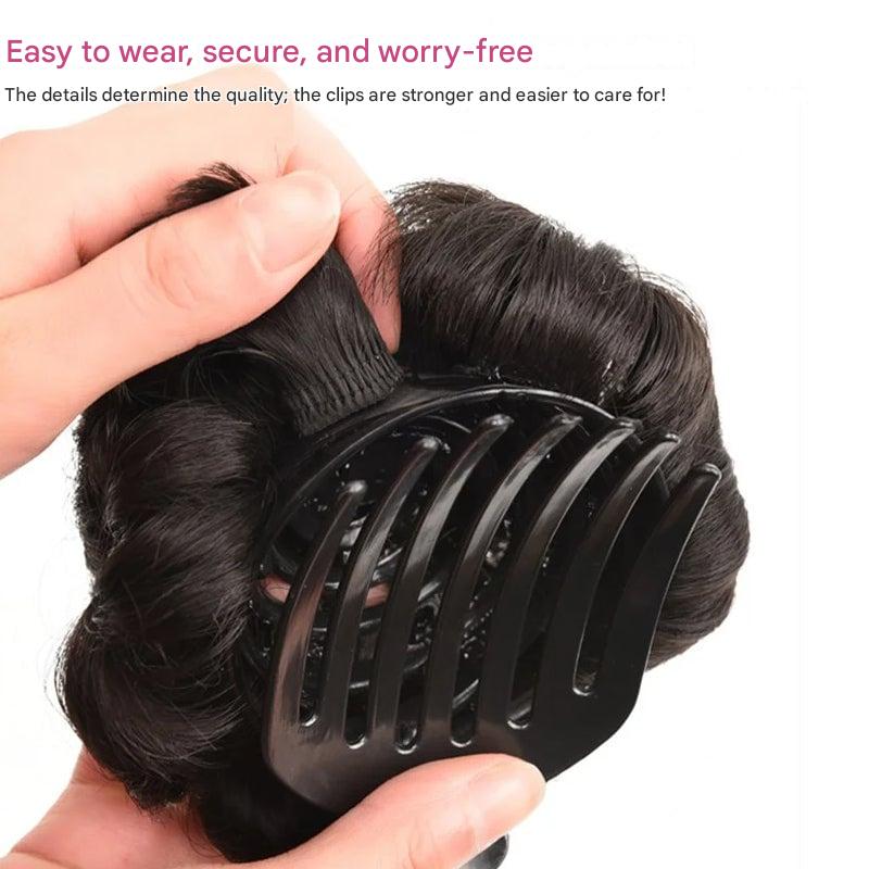 Easy, elegant floral hair clip with synthetic updo extension for women's hair.