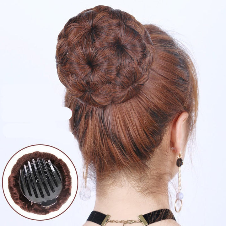 Flower hair clip & extension creates a quick chignon updo for women. Easy hairstyle.