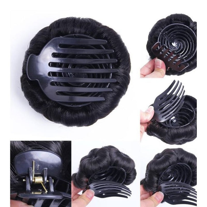 Elegant women's flower hair clip with synthetic hair extension, perfect for weddings.