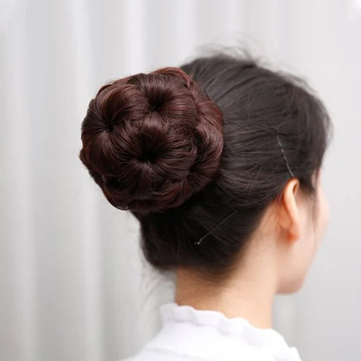 Easy updo: Fiora flower hair clip with realistic synthetic hair extension for women.