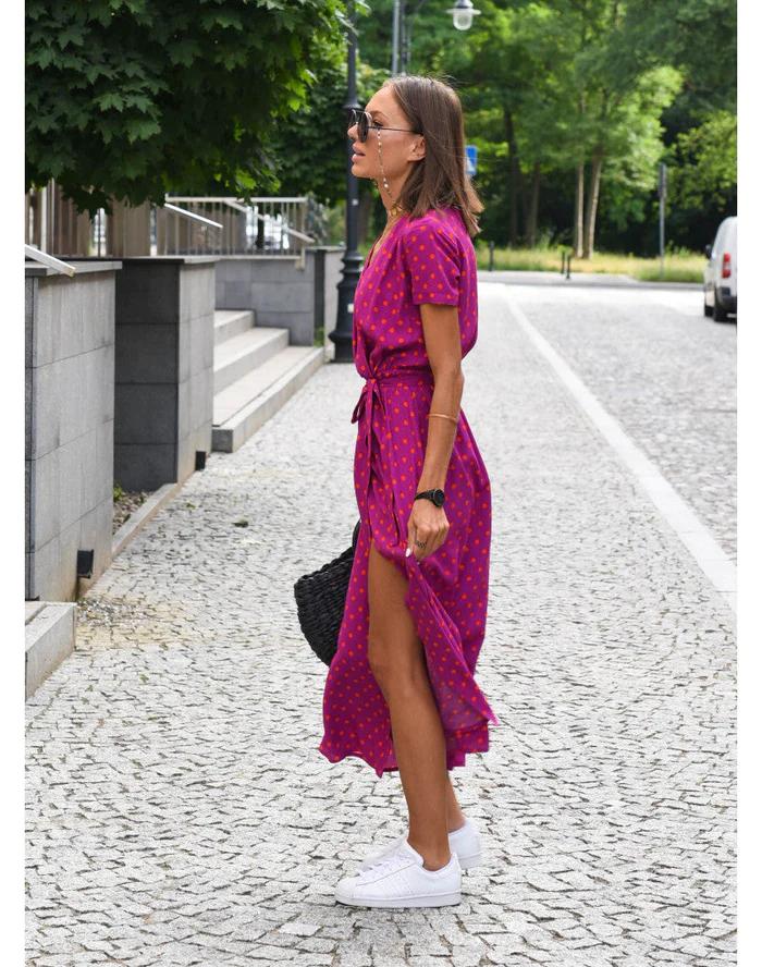 Short sleeve floral maxi dress for women, a flowy and vibrant summer dress. Great for casual, beach or party wear.