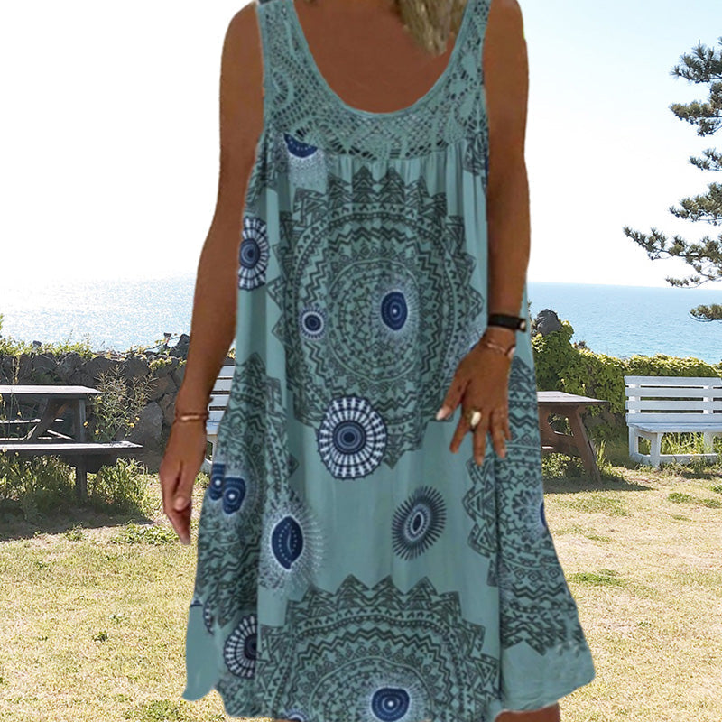 Casual women's summer dress with a relaxed, flowy fit; great for warm weather and beach vacations.