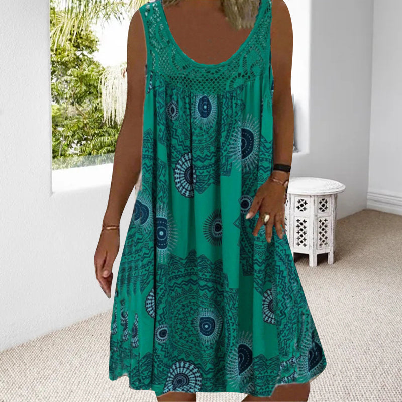 Plus size flowy sleeveless summer dress, providing a relaxed and comfortable fit for all women.