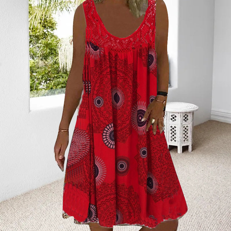Elegant women's apparel: flowy sleeveless dress, perfect for summer, vacation, and beach outings.