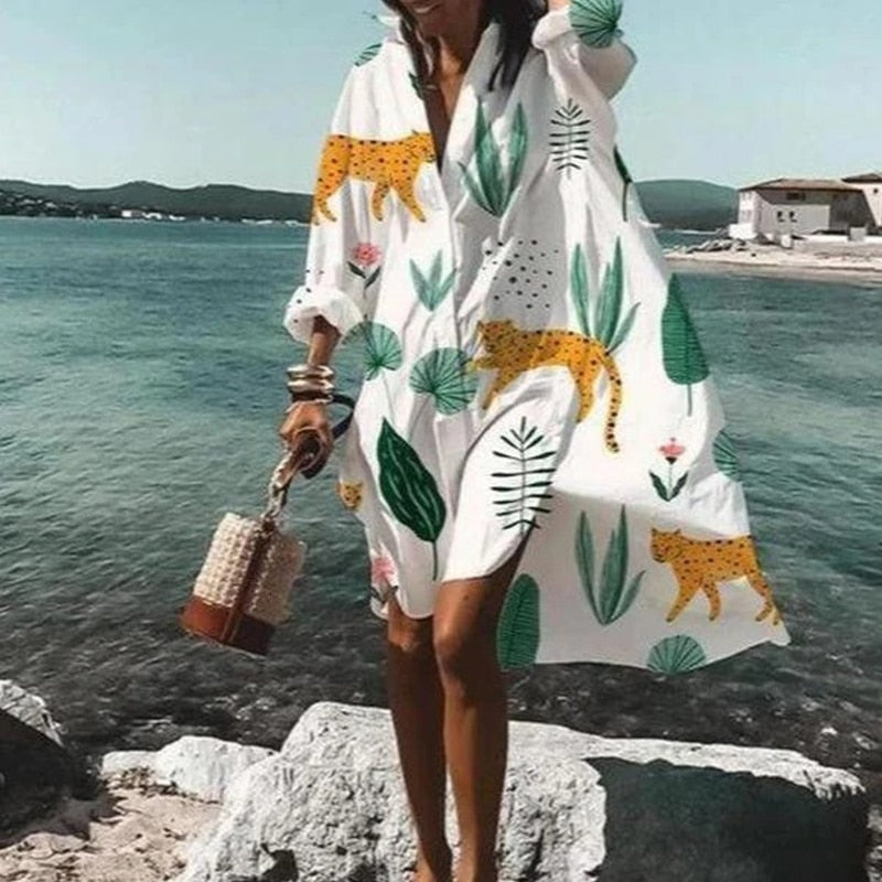 Stylish women's flowy summer dress, available in plus size. Comfortable & chic for casual wear and holidays.