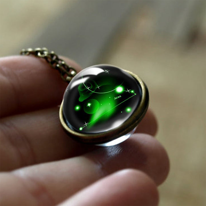 Elegant glass zodiac pendant, Sofia. Women's astrological jewelry, a perfect spiritual gift.