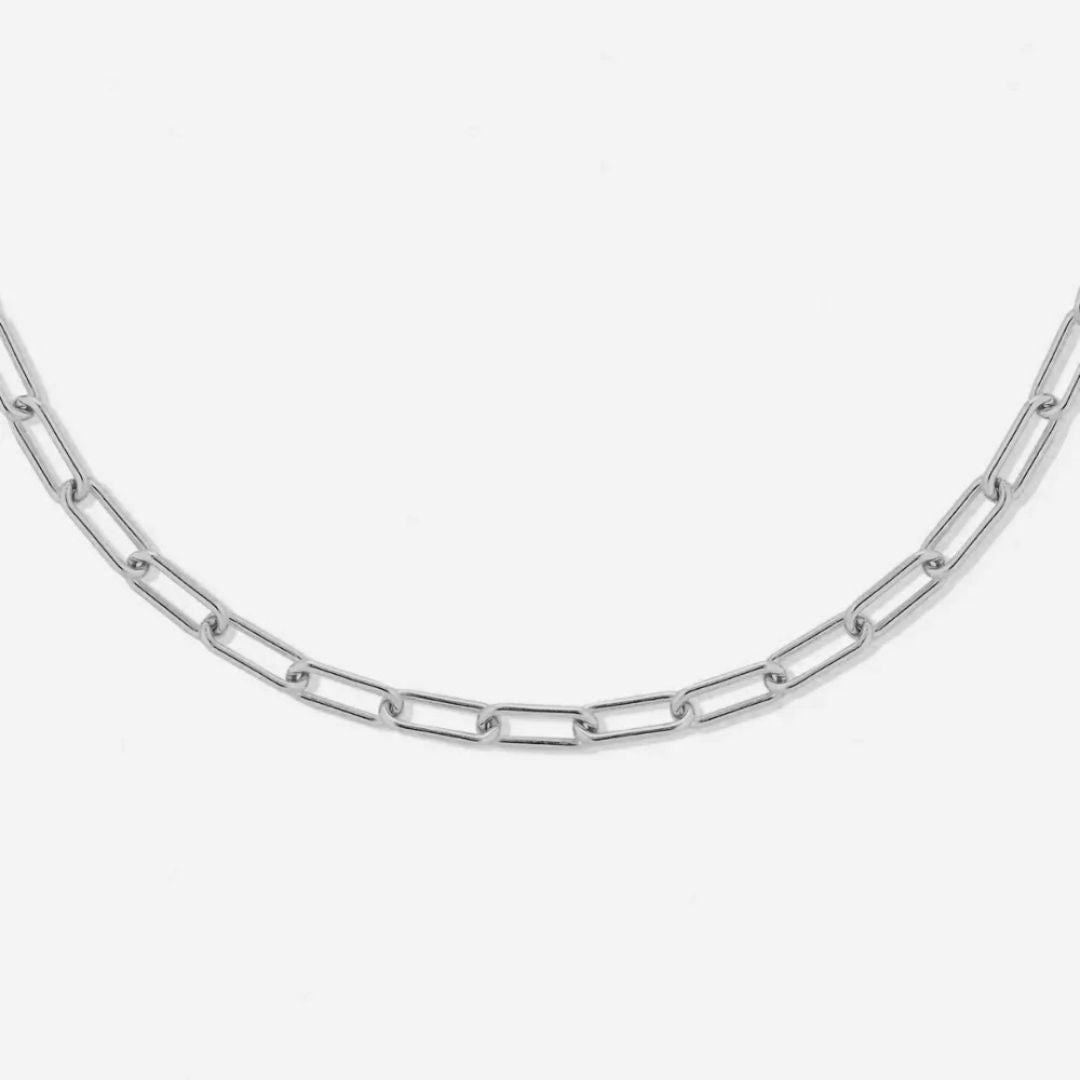 Classic gold paperclip choker, adjustable women's necklace. Hypoallergenic minimalist style jewelry.
