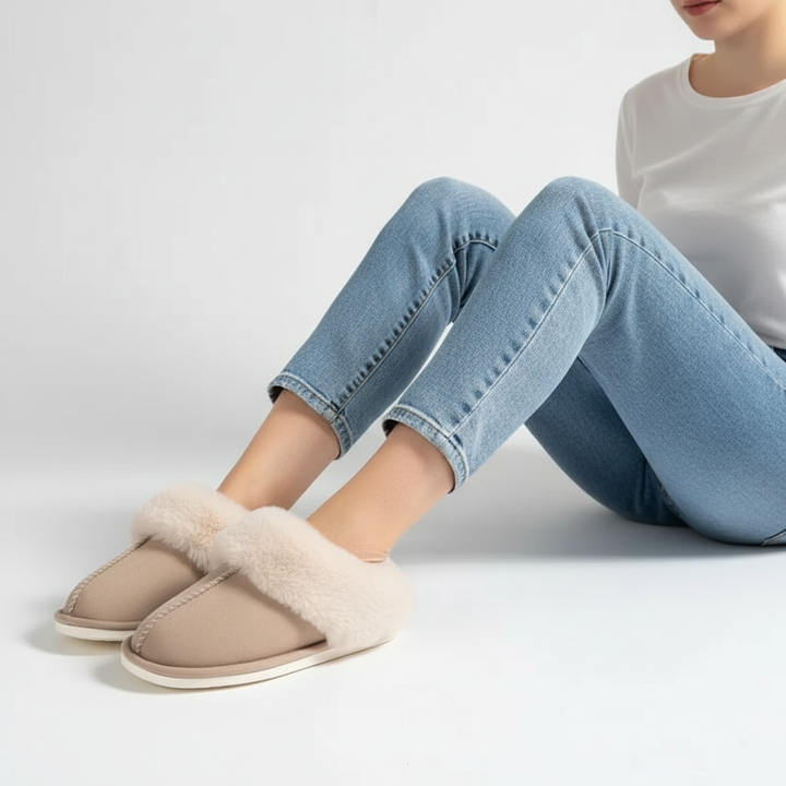 Soft faux suede women's slippers, providing plush comfort and warmth for modern feet