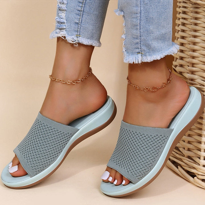 Women's Mirelda handmade retro summer sandals. Stylish and comfortable open-toe flat footwear.