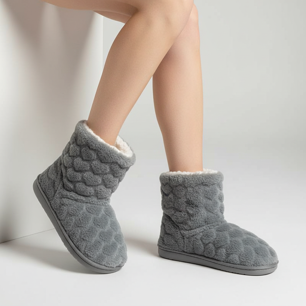 High-cut women's winter slippers, soft and cozy non-slip indoor footwear