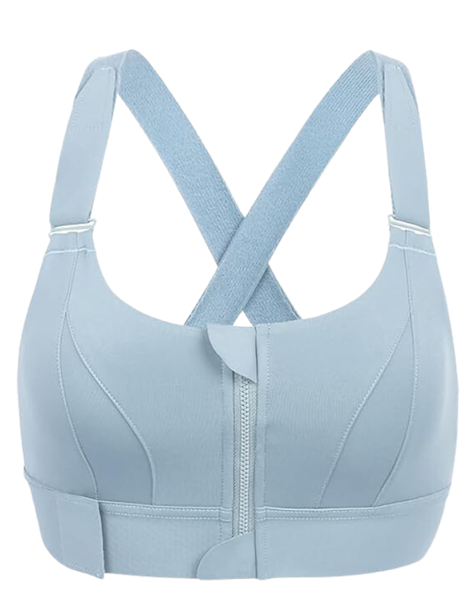 Breathable fabric texture of a women's high-impact sports bra, built for comfort & peak fitness performance.