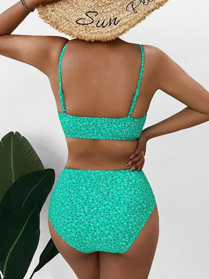 High waist bikini for women, a flattering quick-dry summer swimsuit for beach and pool.
