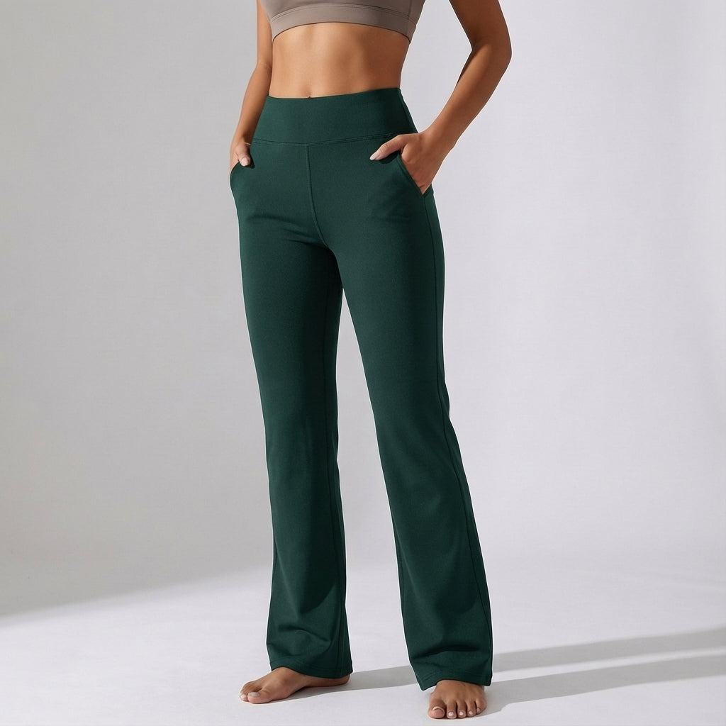 High-waisted flared women's pants for yoga, crafted from soft, comfortable stretch fabric