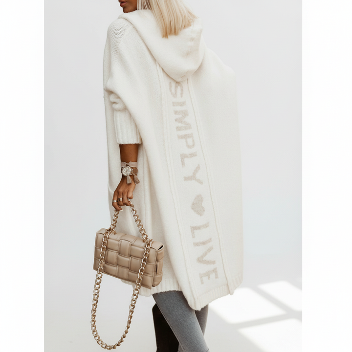 Autumnwear hooded longline knit cardigan, women's chunky sweater