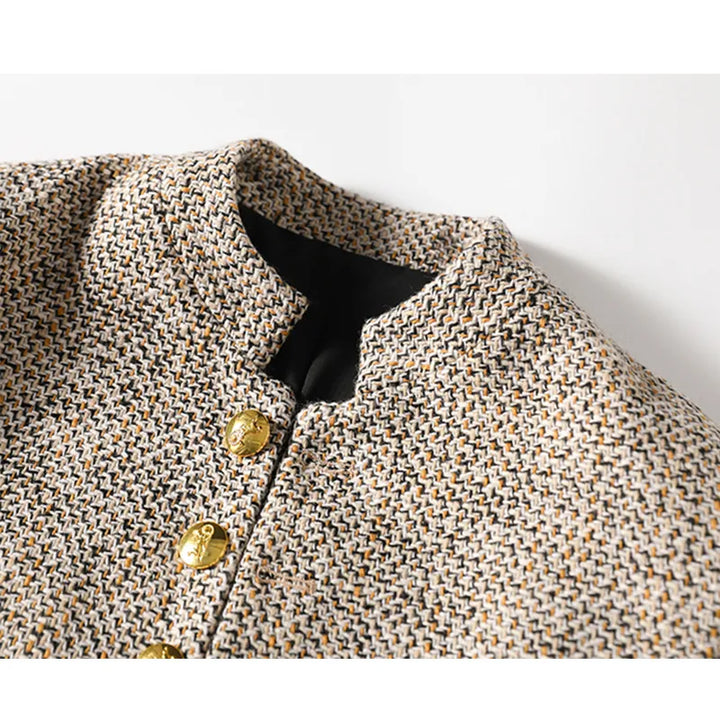Stylish women's khaki long sleeve button vest, a cozy & versatile knit layering piece.
