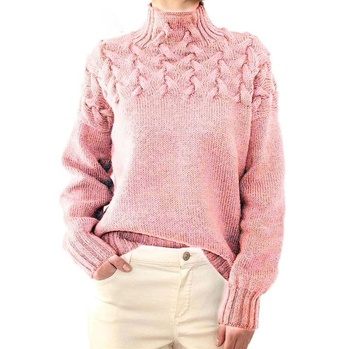 Classic women's elegant turtleneck knit sweater, a versatile long-sleeve top for cold weather fashion.