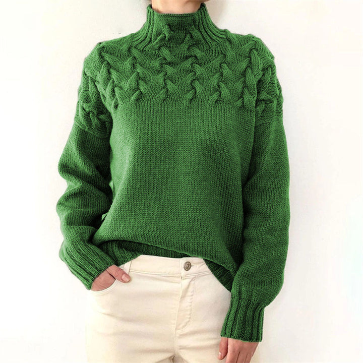 Isabelle women's knitted turtleneck sweater, elegant & cozy long-sleeve top for winter fashion.