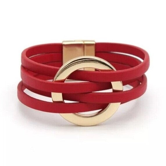 Women's boho multi-strand leather wrap bracelet, a versatile fashion accessory for everyday wear.