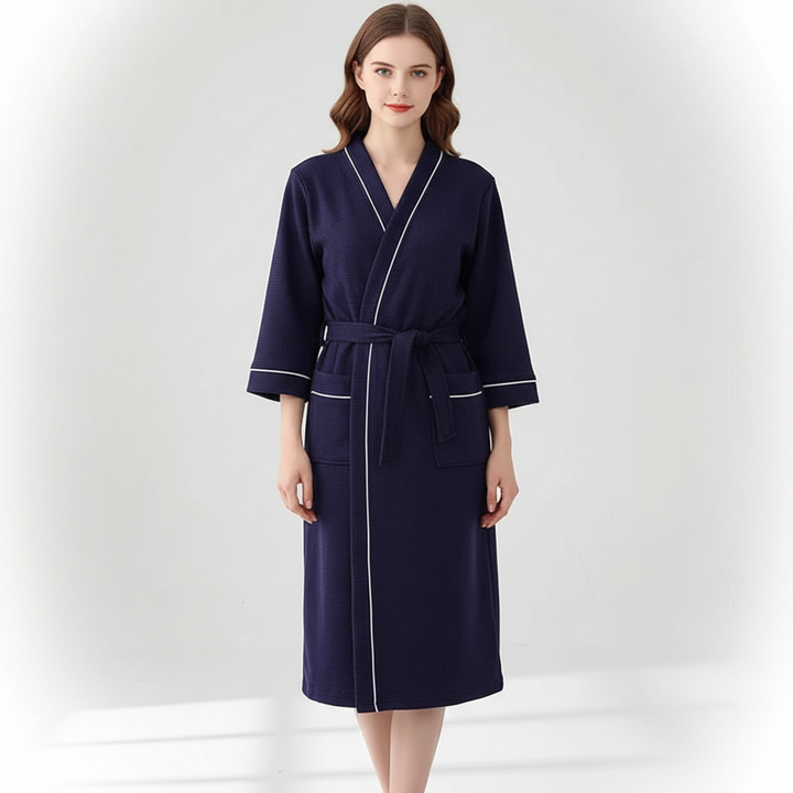 Women's spa robe, lightweight cotton material, comfortable and breathable