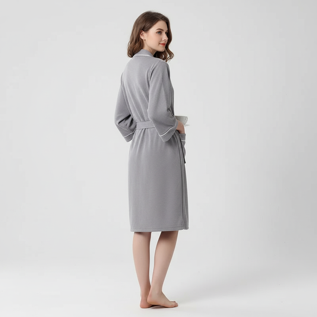 White Angelina lightweight cotton bathrobe for women, soft sleepwear
