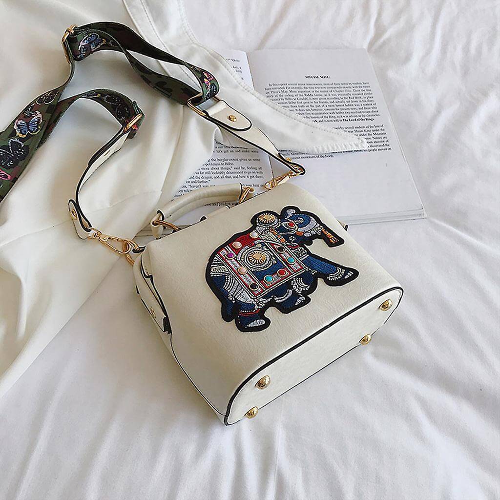 PU coated cotton embroidered mandala bag. Lightweight bohemian shoulder bag for women, gift idea.