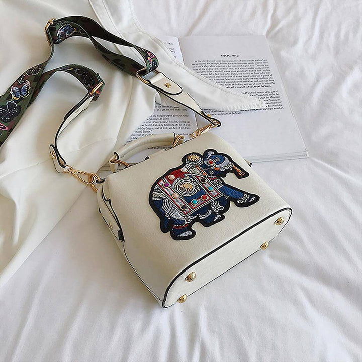 PU coated cotton embroidered mandala bag. Lightweight bohemian shoulder bag for women, gift idea.
