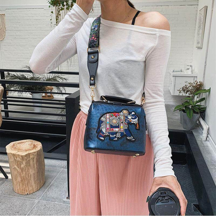 Gift idea: Women's lightweight bohemian mandala bag. Embroidered PU coated cotton crossbody.