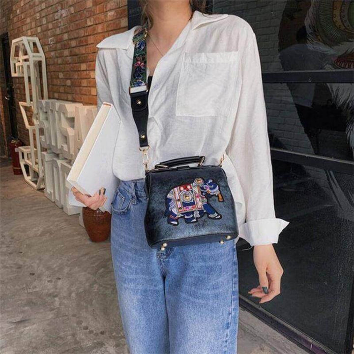 Women's artistic mandala embroidered handbag. Lightweight, multi-use, bohemian style shoulder bag.