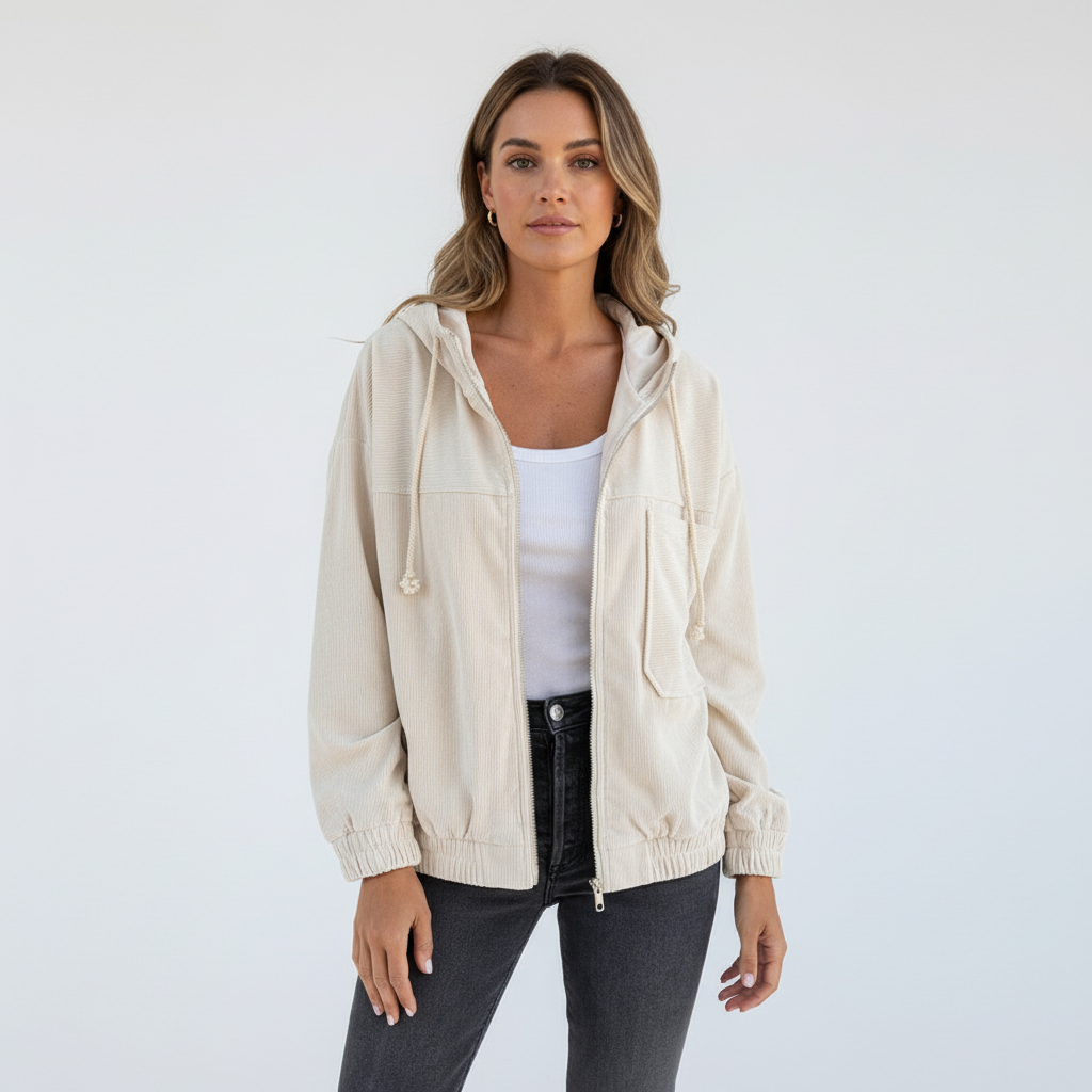 Regina women's lightweight hooded jacket in white, a clean and classic choice for casual wear