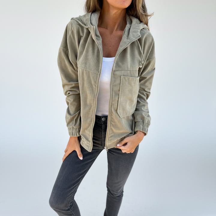 Regina women's hooded jacket in marl grey, a comfortable and stylish option for cooler weather