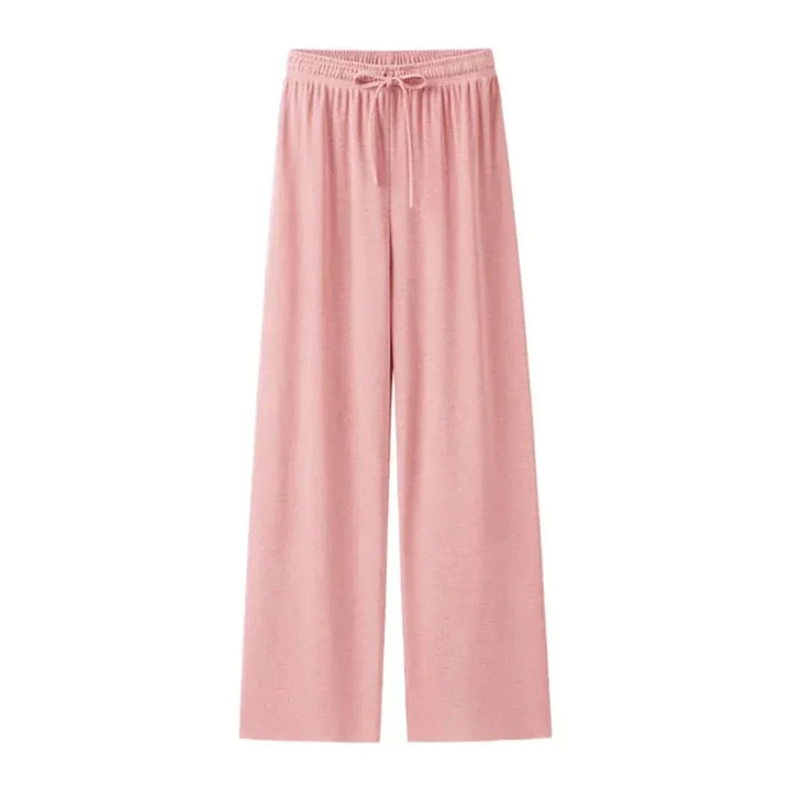 Folded women's breathable summer pants, linen blend, ready for travel