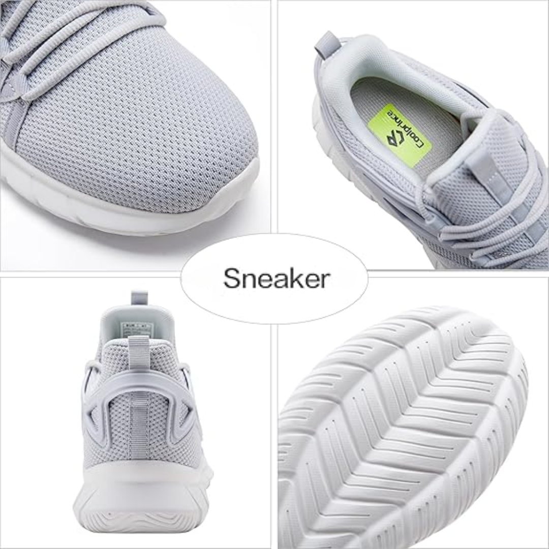 Side view of women's lightweight athletic slip-on sneakers, showing easy-wear design.