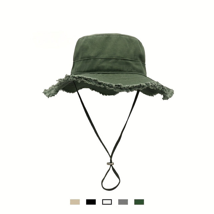 Women's lightweight summer bucket hat with drawstring, foldable & adjustable for ultimate sun protection & travel.