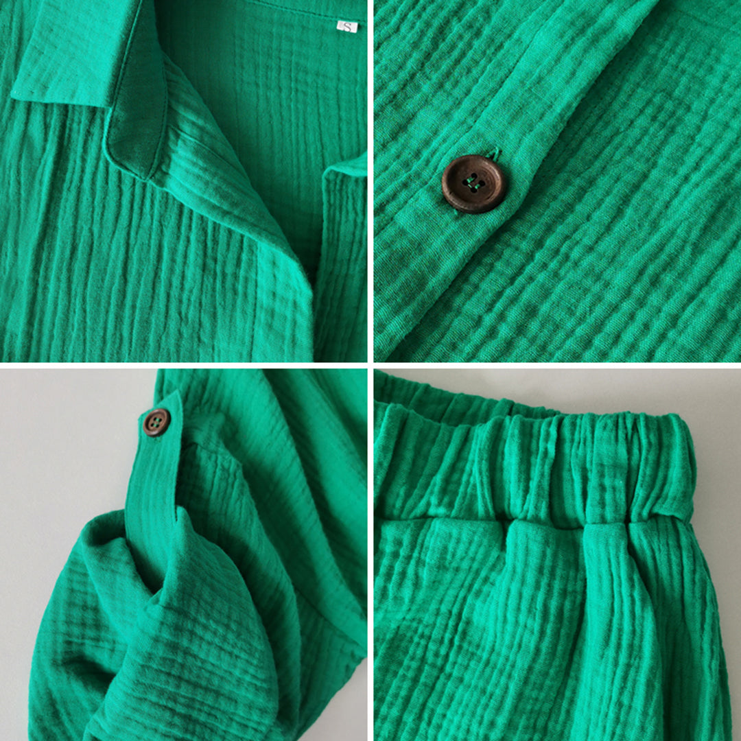 Complete women's summer outfit set: lightweight two-piece in various colors for effortless style.