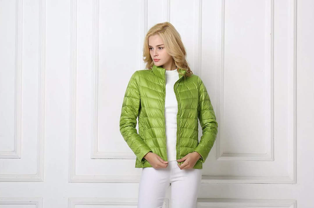 Versatile women's lightweight waterproof jacket, great for layering in cooler weather.